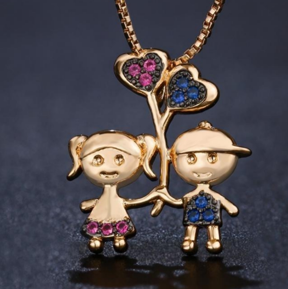 Little boy and little girl necklace